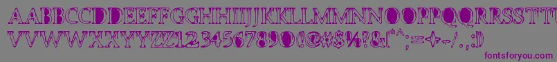 フォントPUTTANA ANTIQUE – 紫色のフォント、灰色の背景