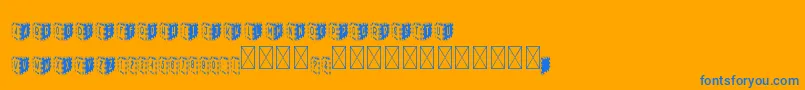 PuZzLeBoXs-Schriftart – Blaue Schriften auf orangefarbenem Hintergrund