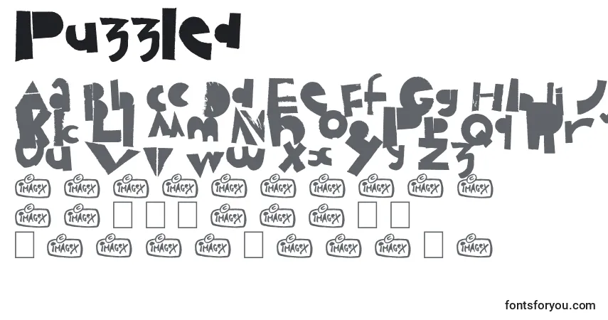 A fonte Puzzled – alfabeto, números, caracteres especiais