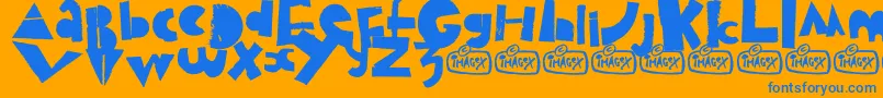フォントPuzzled – オレンジの背景に青い文字