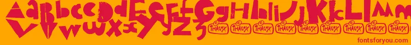Puzzled Font – Red Fonts on Orange Background