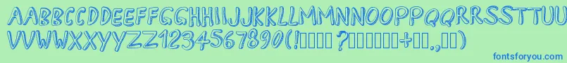 PWApril Font – Blue Fonts on Green Background