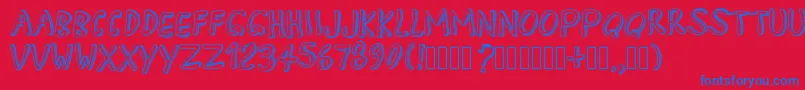 PWApril Font – Blue Fonts on Red Background