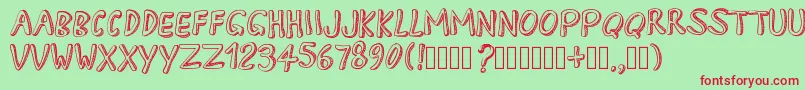 PWApril Font – Red Fonts on Green Background