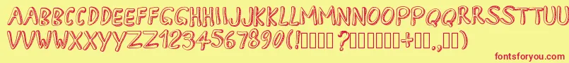 PWApril Font – Red Fonts on Yellow Background