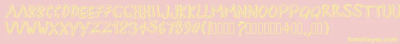PWApril-fontti – keltaiset fontit vaaleanpunaisella taustalla
