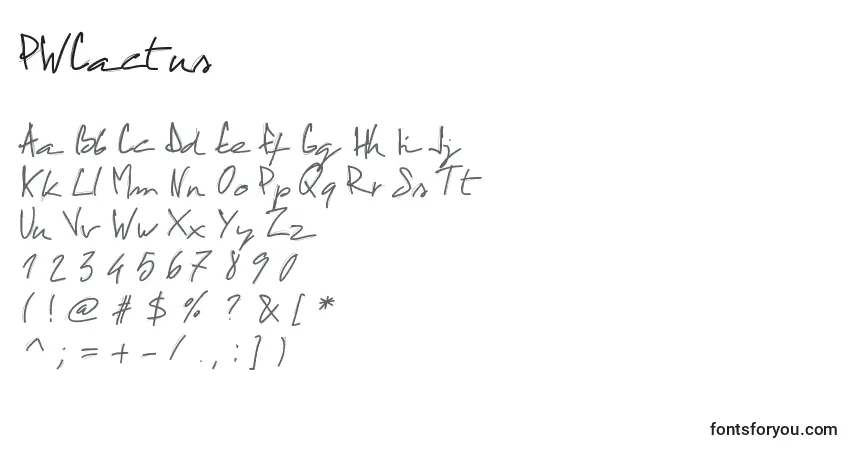 Шрифт PWCactus (137571) – алфавит, цифры, специальные символы