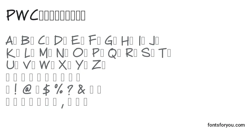 A fonte PWCartoonist – alfabeto, números, caracteres especiais