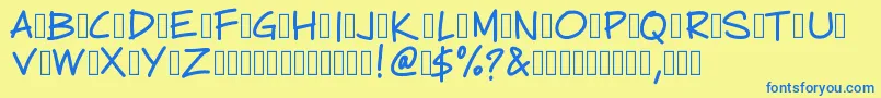 PWCartoonist Font – Blue Fonts on Yellow Background