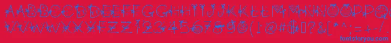 PWChristmasfont Font – Blue Fonts on Red Background