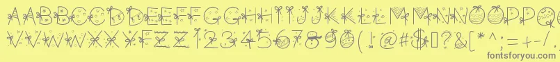PWChristmasfont Font – Gray Fonts on Yellow Background