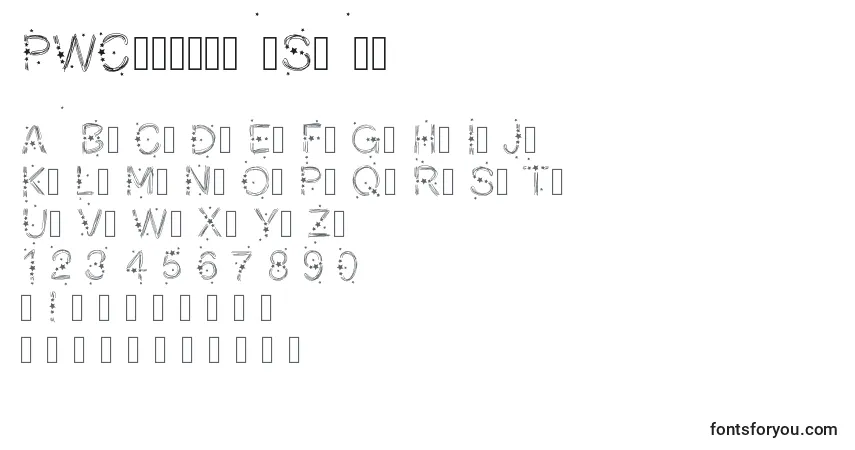 Czcionka PWChristmasStars – alfabet, cyfry, specjalne znaki