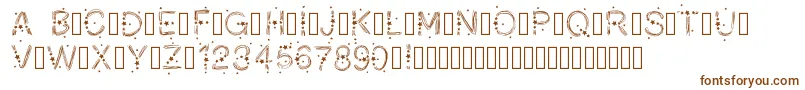 PWChristmasStars-fontti – ruskeat fontit valkoisella taustalla