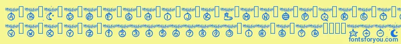 Czcionka PWChristmastime – niebieskie czcionki na żółtym tle