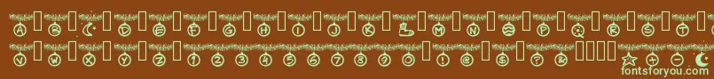 PWChristmastime-fontti – vihreät fontit ruskealla taustalla