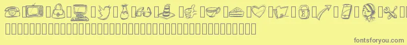 フォントPWIcons – 黄色の背景に灰色の文字