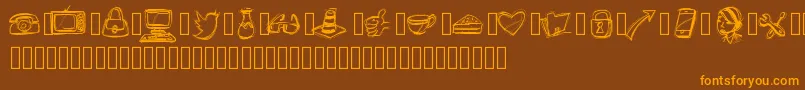 PWIcons-Schriftart – Orangefarbene Schriften auf braunem Hintergrund
