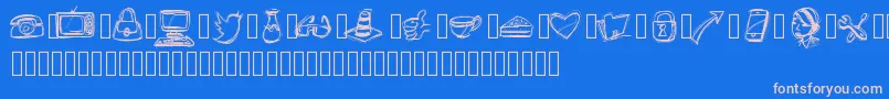 PWIcons Font – Pink Fonts on Blue Background