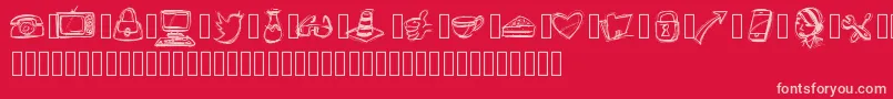PWIcons Font – Pink Fonts on Red Background
