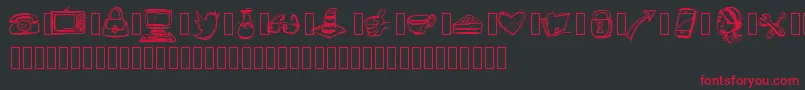 PWIcons-Schriftart – Rote Schriften auf schwarzem Hintergrund