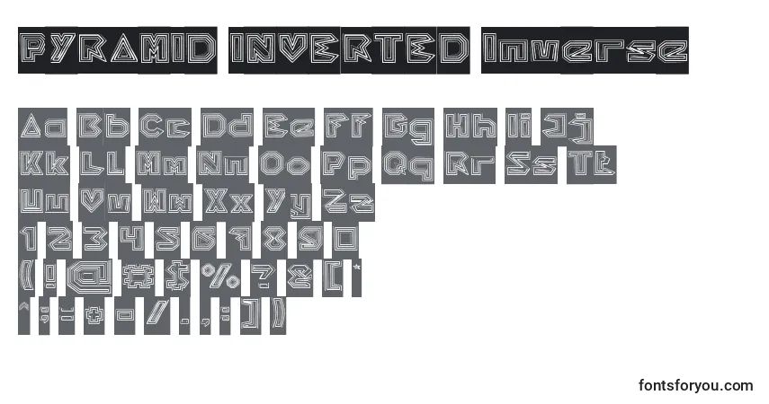 A fonte PYRAMID INVERTED Inverse – alfabeto, números, caracteres especiais