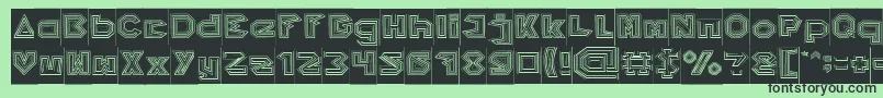 フォントPYRAMID INVERTED Inverse – 緑の背景に黒い文字