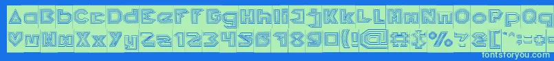 PYRAMID INVERTED Inverse-Schriftart – Grüne Schriften auf blauem Hintergrund