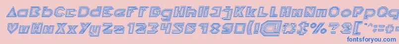 PYRAMID INVERTED Italic-Schriftart – Blaue Schriften auf rosa Hintergrund