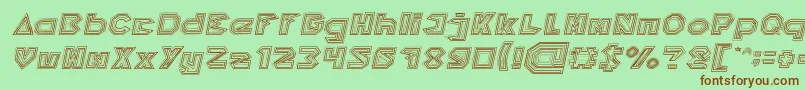 フォントPYRAMID INVERTED Italic – 緑の背景に茶色のフォント