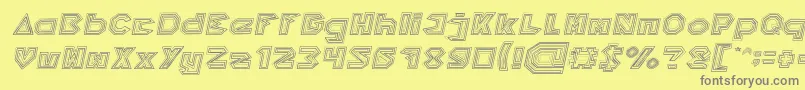 フォントPYRAMID INVERTED Italic – 黄色の背景に灰色の文字