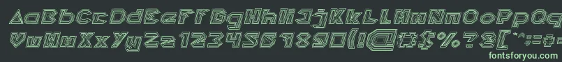 Fonte PYRAMID INVERTED Italic – fontes verdes em um fundo preto