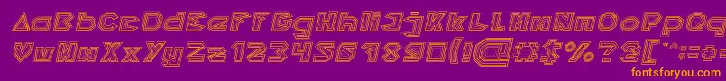 フォントPYRAMID INVERTED Italic – 紫色の背景にオレンジのフォント