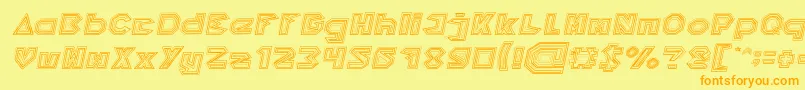フォントPYRAMID INVERTED Italic – オレンジの文字が黄色の背景にあります。