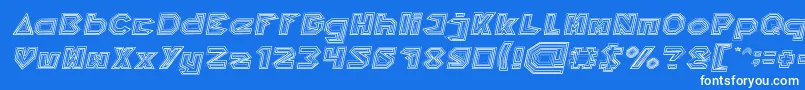 PYRAMID INVERTED Italic-Schriftart – Weiße Schriften auf blauem Hintergrund