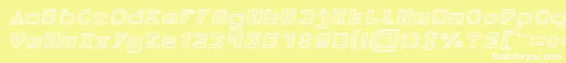 Czcionka PYRAMID INVERTED Italic – białe czcionki na żółtym tle