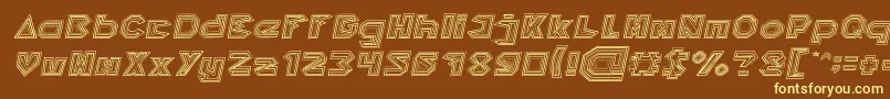 PYRAMID INVERTED Italic-fontti – keltaiset fontit ruskealla taustalla