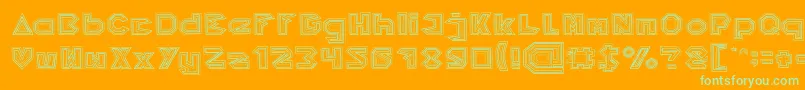 PYRAMID INVERTED-Schriftart – Grüne Schriften auf orangefarbenem Hintergrund