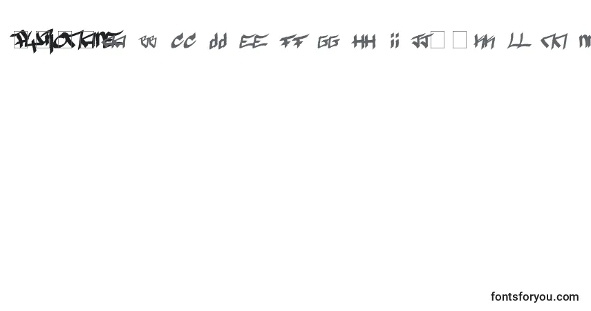 Schriftart Pyromane (137586) – Alphabet, Zahlen, spezielle Symbole