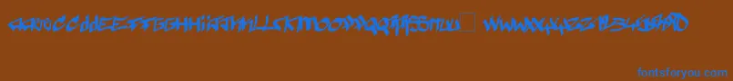 Więcej informacji o czcionce Pyromane Czcionka Pyromane – niebieskie czcionki na brązowym tle