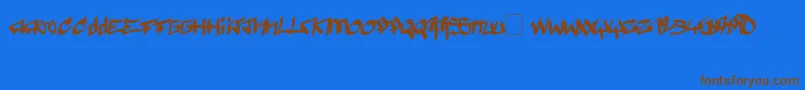 Pyromane Font – Brown Fonts on Blue Background