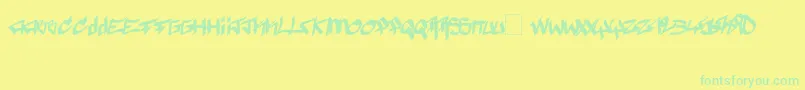 Fonte Pyromane – fontes verdes em um fundo amarelo