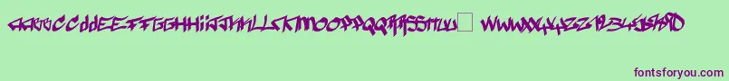 Pyromane-Schriftart – Violette Schriften auf grünem Hintergrund