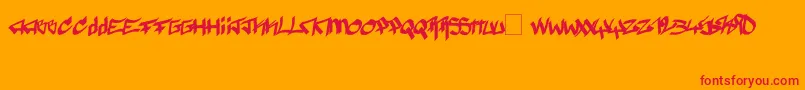 Pyromane-Schriftart – Rote Schriften auf orangefarbenem Hintergrund