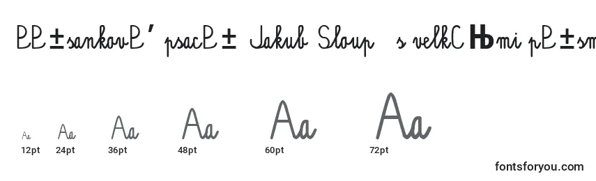 Größen der Schriftart PР±sankovР’ psacР± Jakub Sloup   s velkСЊmi pР±smeny   optimalizovanР’ pro tisk