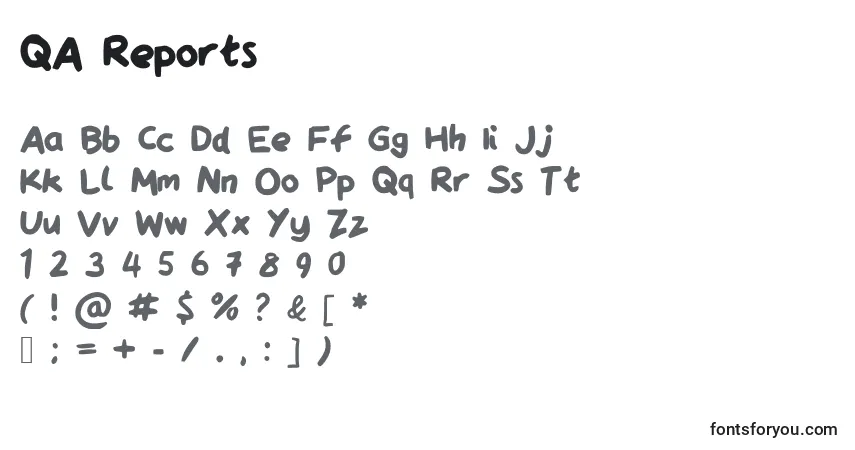 Schriftart QA Reports – Alphabet, Zahlen, spezielle Symbole