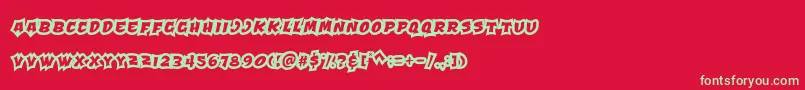 フォントQaddal Personal Use – 赤い背景に緑の文字