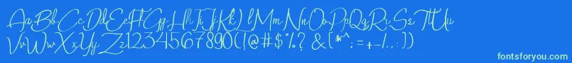 QalinHandwritting-fontti – vihreät fontit sinisellä taustalla