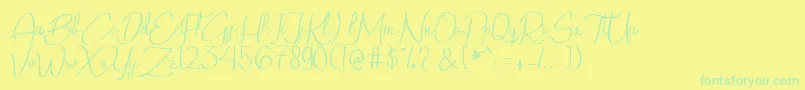 QalinHandwritting-Schriftart – Grüne Schriften auf gelbem Hintergrund