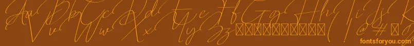 Weitere Informationen zur Qalistha-Schriftart Qalistha-Schriftart – Orangefarbene Schriften auf braunem Hintergrund