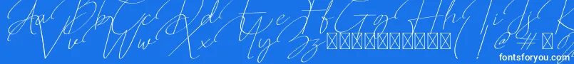 Weitere Informationen zur Qalistha-Schriftart Qalistha-Schriftart – Weiße Schriften auf blauem Hintergrund